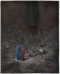 Inferno, Gesang 9: Die brennenden Gräber der Häresiarchen (Illustration aus Die Göttliche Komödie von Dante Alighieri, 1885)